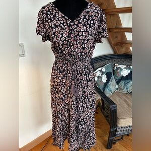 Knox Rose Black and Pink Midi Dress